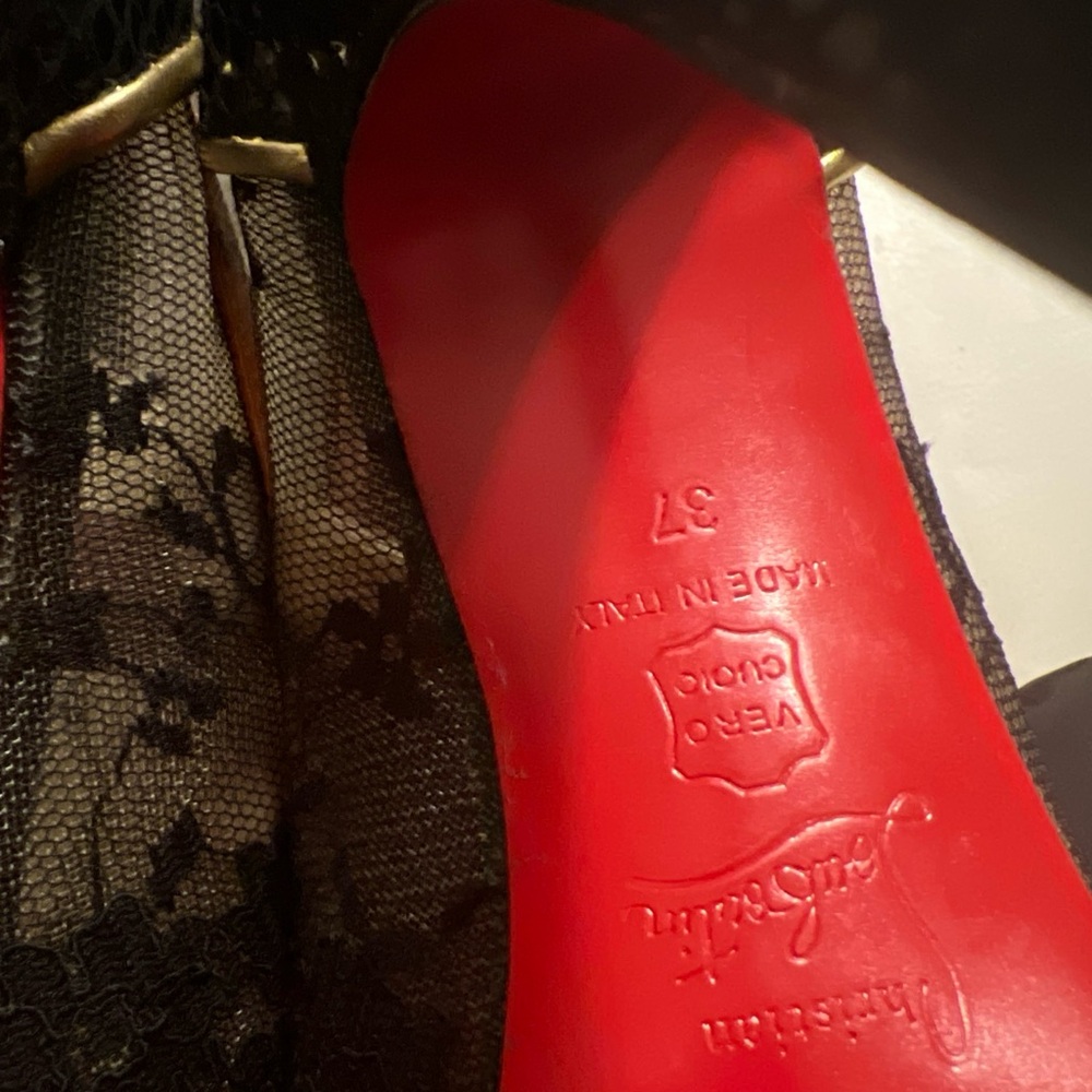$1695 CHRISTIAN LOUBOUTIN SNAKESKIN/ LACE / LEOPARD PONY HAIR HEELS SZ 37 - Picture 14 of 14